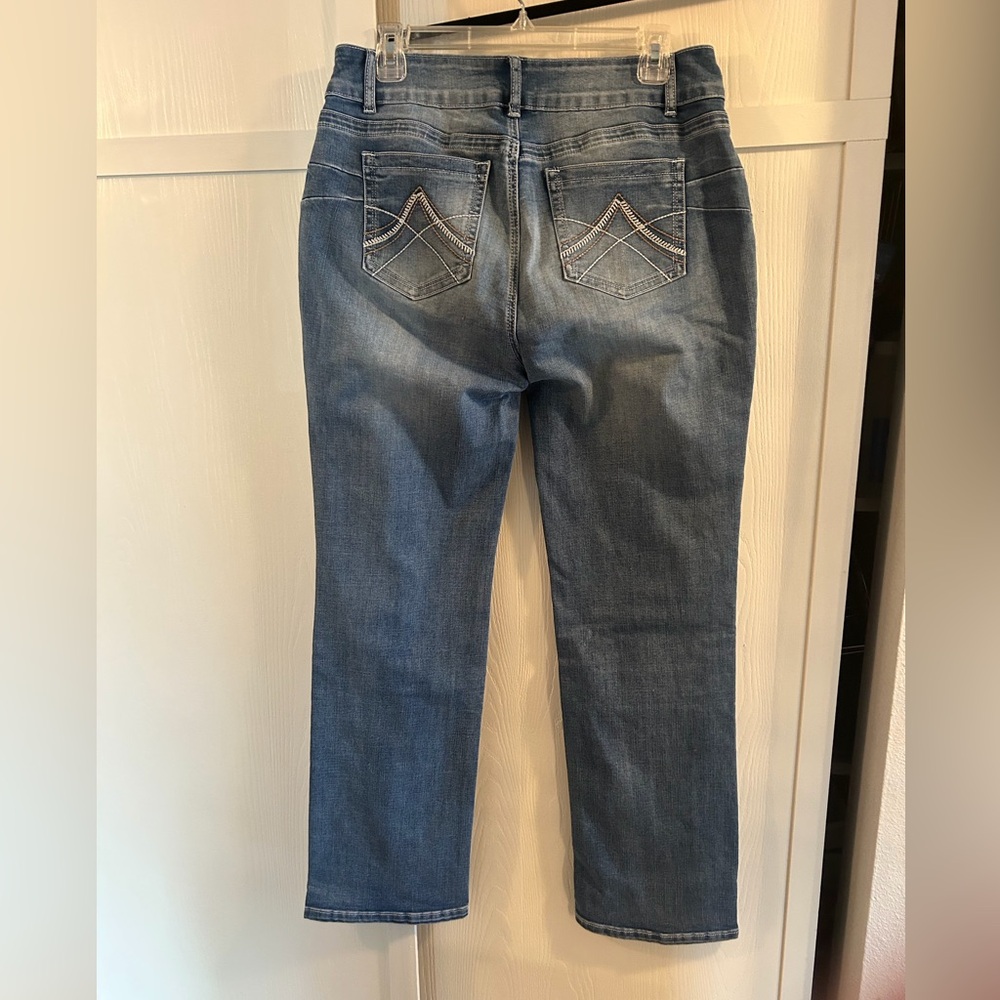 Flamingals Women’s Straight Leg Mid-Rise Stretch Jeans Accent Stitching Size XL